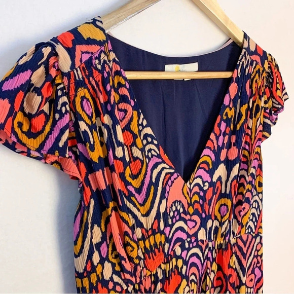 Boden Grace Flutter Sleeve Dress Multicolor Ikat - Picture 7 of 9